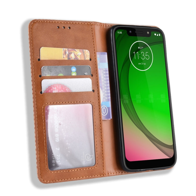 Magnetic Buckle Retro Texture Horizontal Flip Leather Case for Motorola Moto G7 Play (US Version), with Holder & Card Slots & Wallet