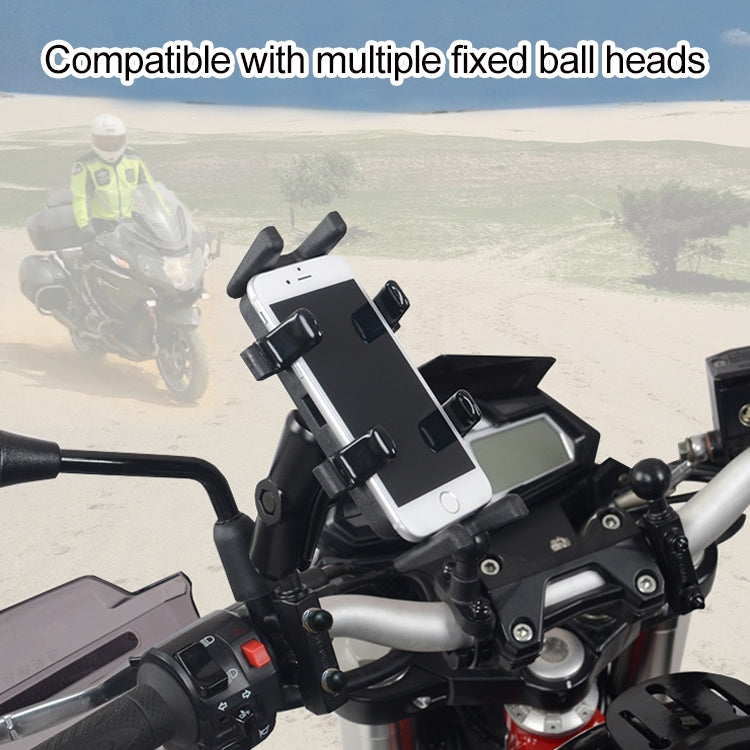 Universal Crook Shaped Ball Head Motorcycle Rearview Mirror Multi-function Mobile Phone Holder, Suitable for Mobile Phone Width: 5.5-9.5cm  