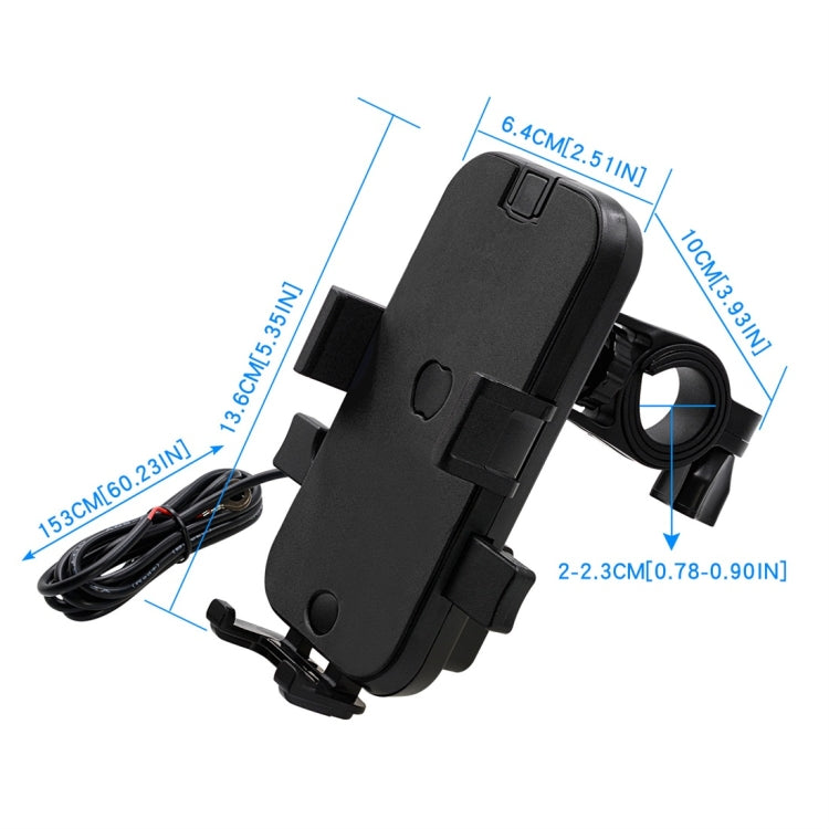 CS-344C1 Motorcycle Chargeable Automatic Lock Mobile Phone Holder, Handlebar Version (Black)