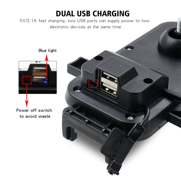 CS-344C1 Motorcycle Chargeable Automatic Lock Mobile Phone Holder, Handlebar Version (Black)