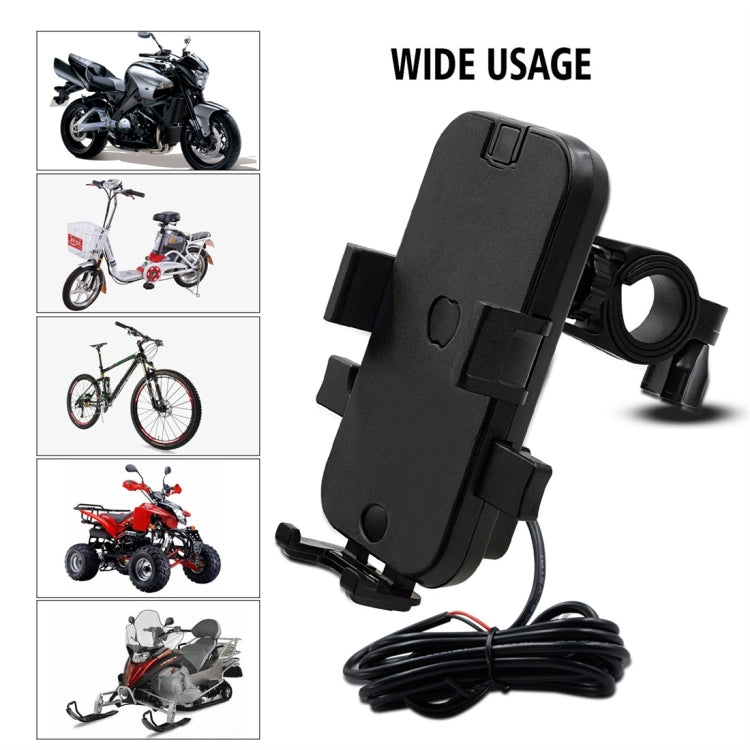 CS-344C1 Motorcycle Chargeable Automatic Lock Mobile Phone Holder, Handlebar Version (Black)
