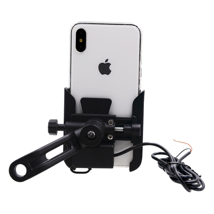 CS-856D1 Motorcycle Rotatable Chargeable Aluminum Alloy Mobile Phone Holder, Mirror Holder Version