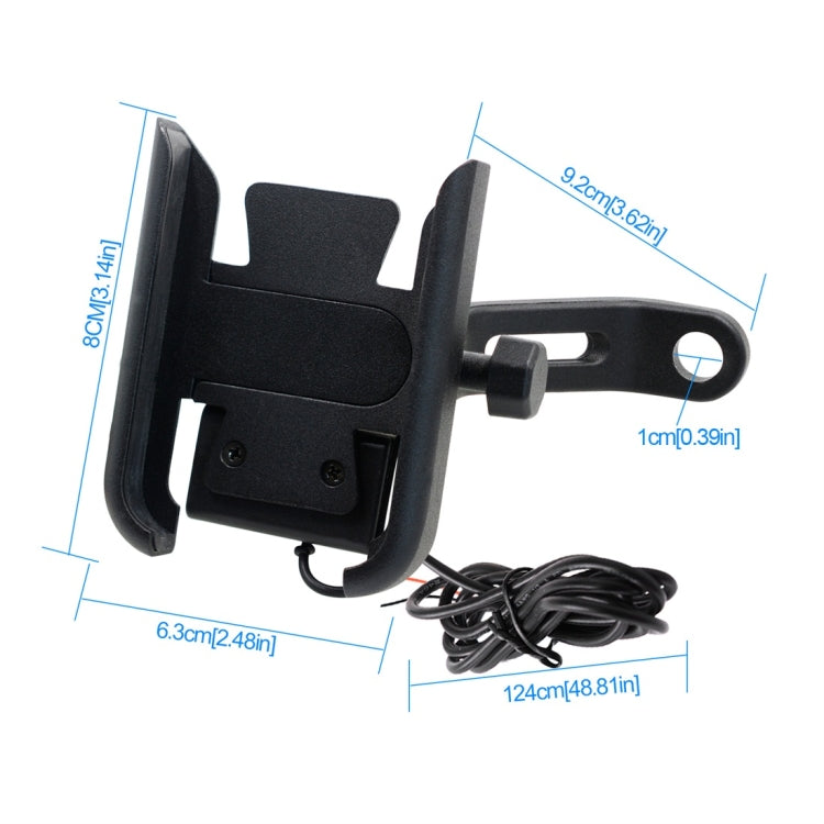 CS-856D1 Motorcycle Rotatable Chargeable Aluminum Alloy Mobile Phone Holder, Mirror Holder Version