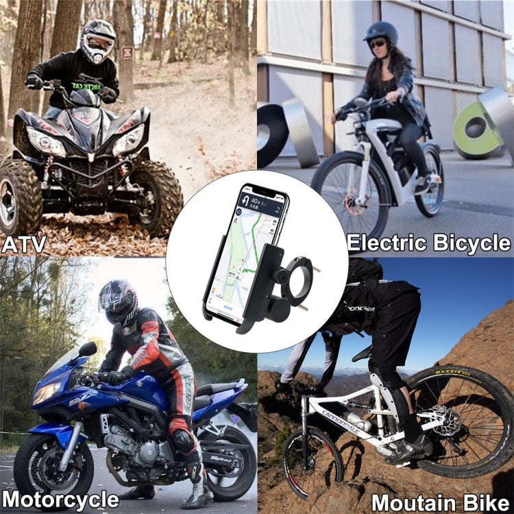 CS-868A1 Motorcycle Aluminum Alloy Mobile Phone Holder with Power Bank, Handlebar Version (Black)