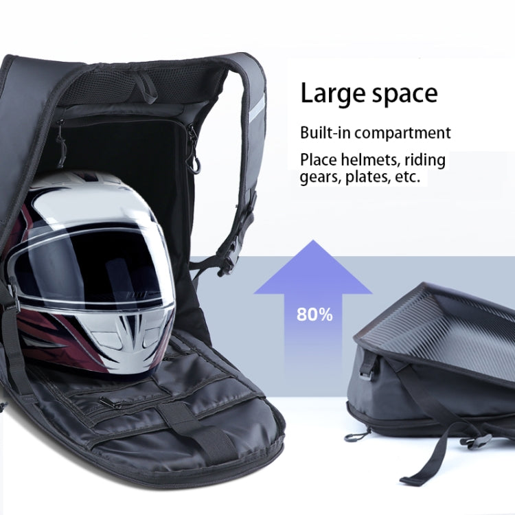 Motorcycle Rainproof Shoulders Helmet Riding Carbon Fiber Hard Backpack (Black)