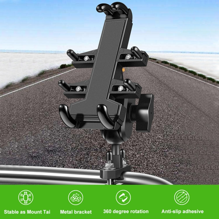 U-shaped Bolt Ball-Head Motorcycle Handlebar Multi-function Eight-jaw Aluminum Phone Navigation Holder Bracket, Width of Phone: 6.5-10.2cm  
