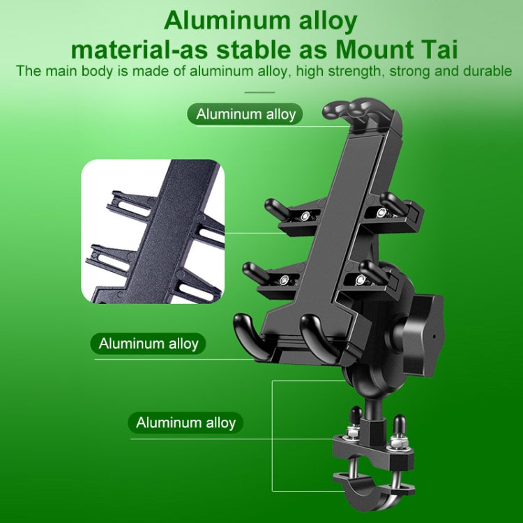 U-shaped Bolt Ball-Head Motorcycle Handlebar Multi-function Eight-jaw Aluminum Phone Navigation Holder Bracket, Width of Phone: 6.5-10.2cm  