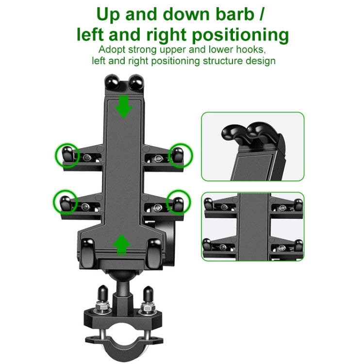 U-shaped Bolt Ball-Head Motorcycle Handlebar Multi-function Eight-jaw Aluminum Phone Navigation Holder Bracket, Width of Phone: 6.5-10.2cm  