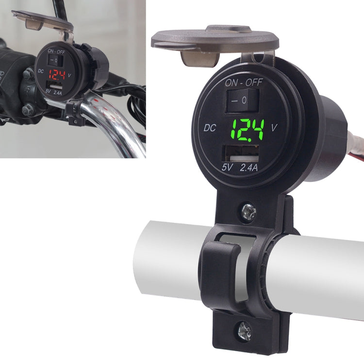 CS-587 12V 2.4A Motorcycle Waterproof Digital Display Voltage Mobile Phone USB Charger Holder