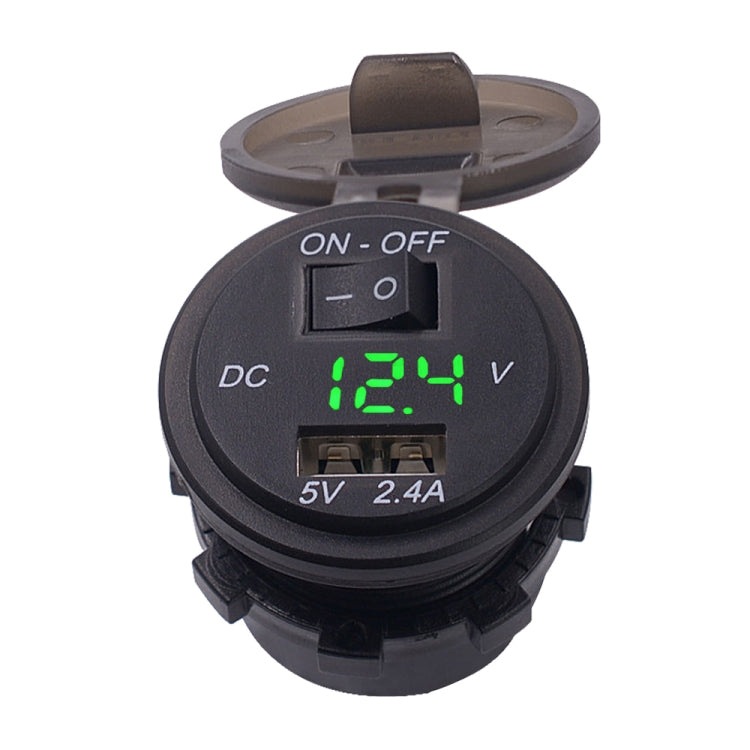 CS-587 12V 2.4A Motorcycle Waterproof Digital Display Voltage Mobile Phone USB Charger Holder