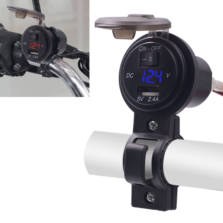 CS-587 12V 2.4A Motorcycle Waterproof Digital Display Voltage Mobile Phone USB Charger Holder
