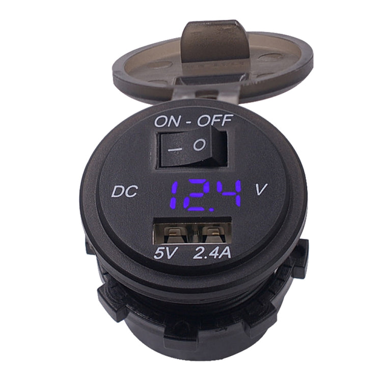 CS-587 12V 2.4A Motorcycle Waterproof Digital Display Voltage Mobile Phone USB Charger Holder