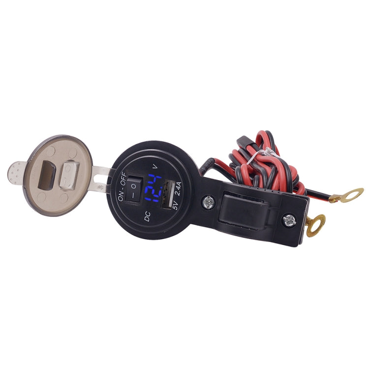 CS-587 12V 2.4A Motorcycle Waterproof Digital Display Voltage Mobile Phone USB Charger Holder
