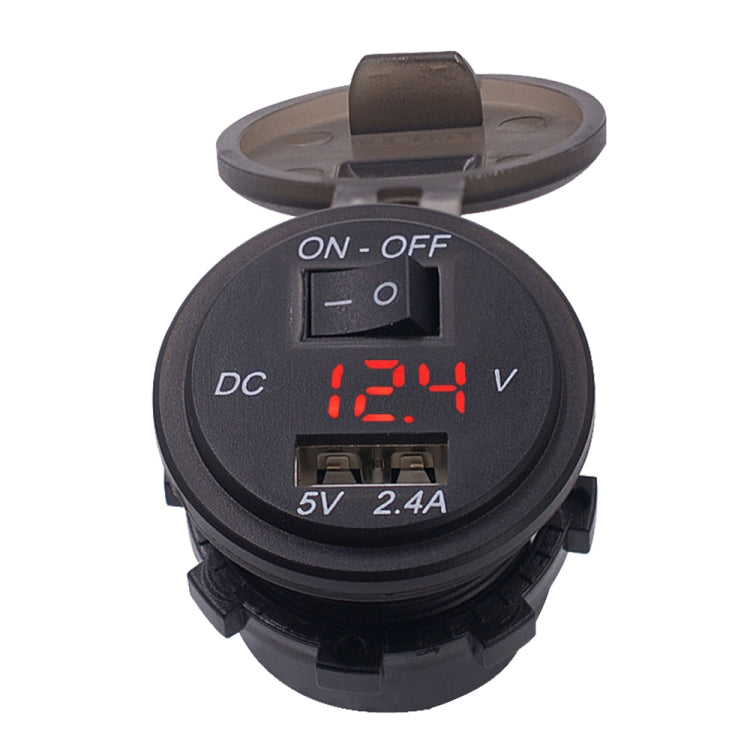 CS-587 12V 2.4A Motorcycle Waterproof Digital Display Voltage Mobile Phone USB Charger Holder