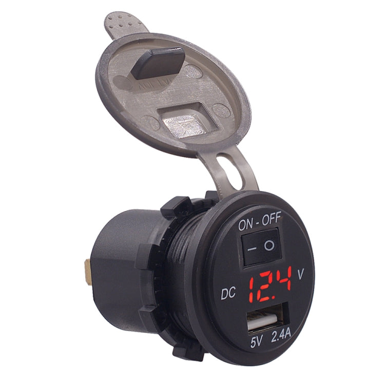 CS-587 12V 2.4A Motorcycle Waterproof Digital Display Voltage Mobile Phone USB Charger Holder