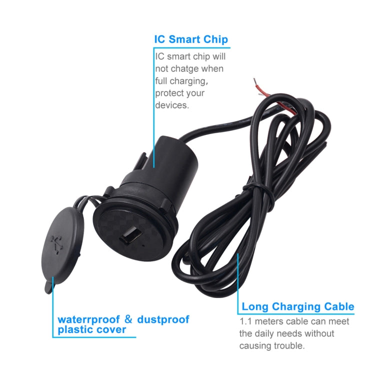 Motorcycle Waterproof DC DC 9-24V 5V / 1.5A USB Phone Charger Adapter, with Indicator Light