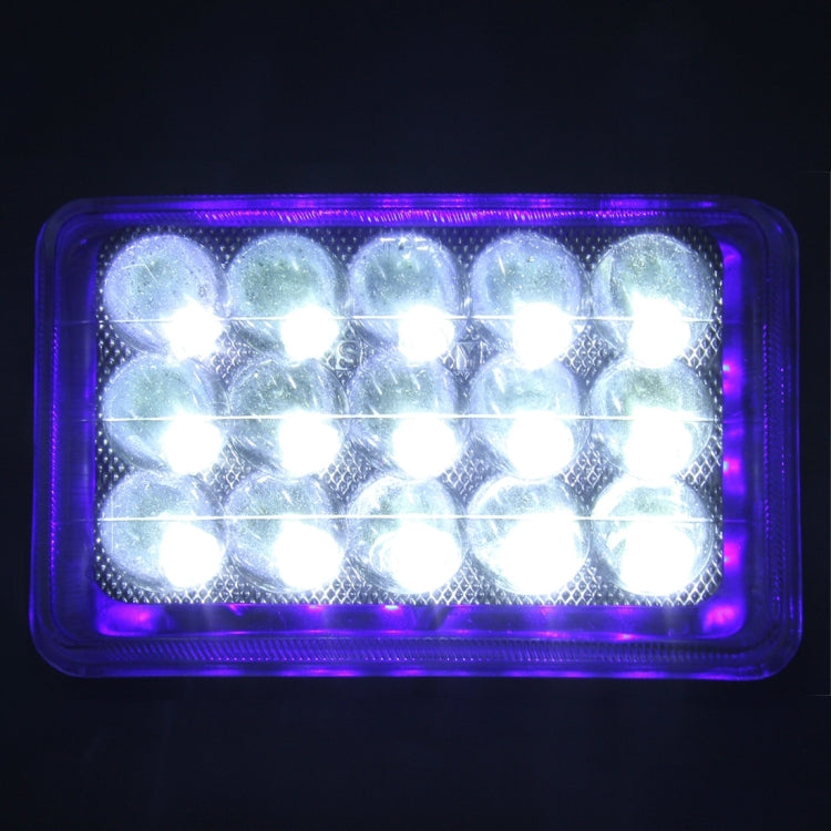 30W 15 LED Rectangle Motorcycle Headlight Lamp with Angle Eye(White Light + Blue Light), DC 8-36V