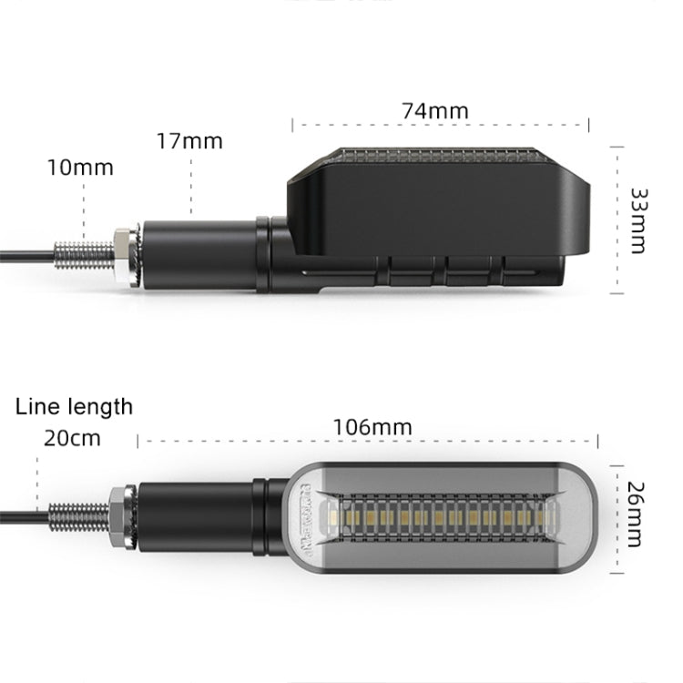 2 PCS D12V Motorcycle LED Waterproof Dynamic Blinker Side Lights Flowing Water Turn Signal Light with Handle (Red Light)