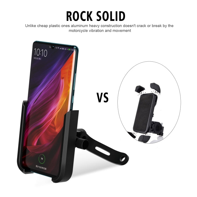 CS-1068B1 Motorcycle Aluminum Alloy Mobile Phone Holder Bracket, Mirror Holder Version (Black)