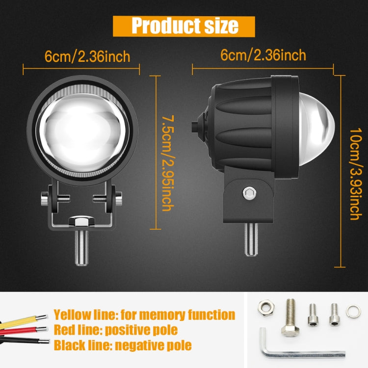S4 DC9-30V 30W 6000K/3000K 6000LM 6LEDs ZES-3575 Motorcycle Double Color Spotlight