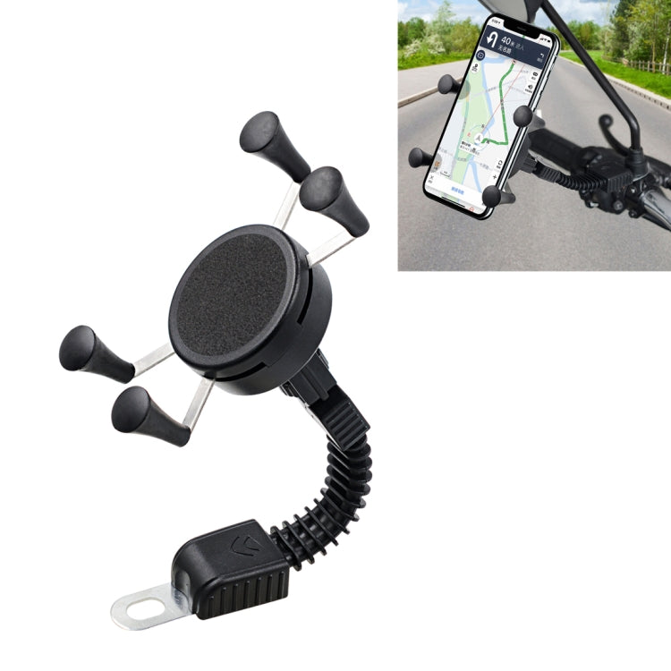 CS-1073B1 Motorcycle Mobile Phone Holder Bracket, Mirror Holder Version (Black)