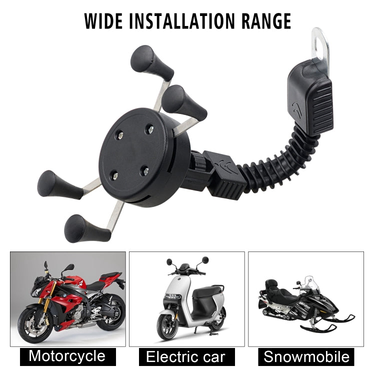 CS-1073B1 Motorcycle Mobile Phone Holder Bracket, Mirror Holder Version (Black)