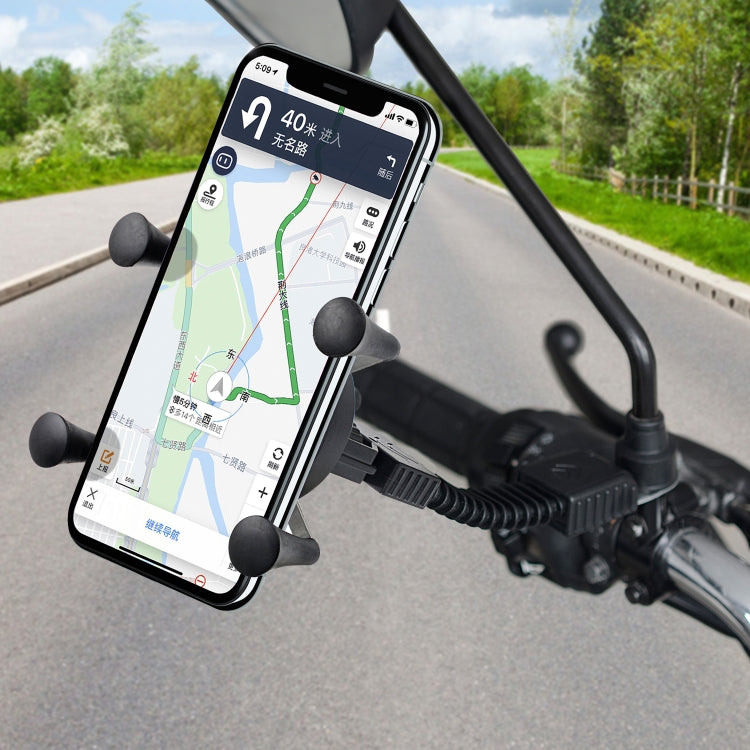 CS-1073B1 Motorcycle Mobile Phone Holder Bracket, Mirror Holder Version (Black)