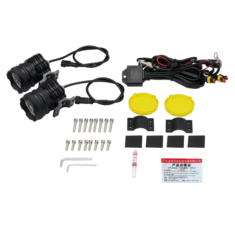 CS-1088A1 G29-9 1 Pair Motorcycle Waterproof Aluminum Alloy External LED Headlight Spotlight (Black)