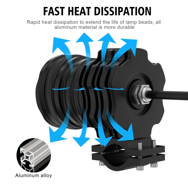 CS-1088A1 G29-9 1 Pair Motorcycle Waterproof Aluminum Alloy External LED Headlight Spotlight (Black)