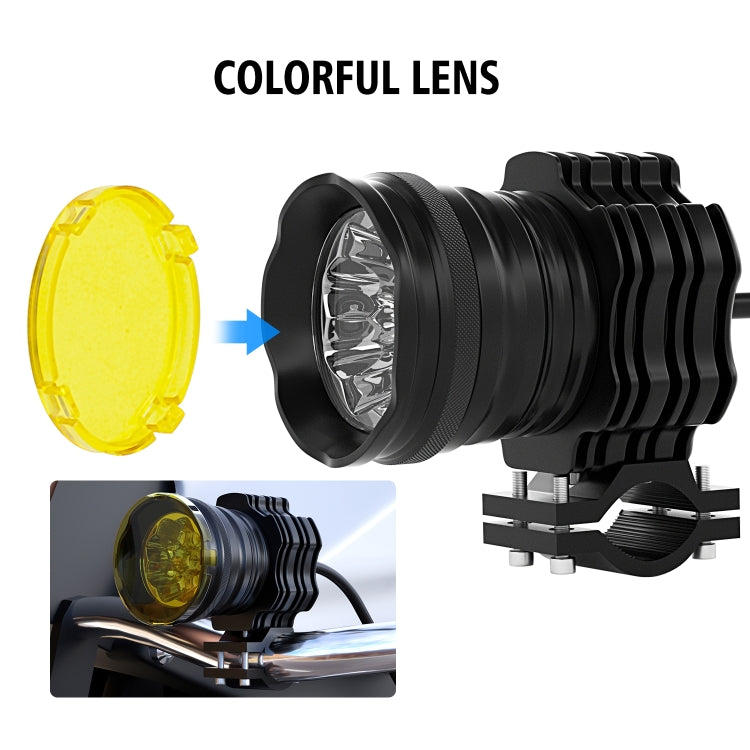 CS-1088A1 G29-9 1 Pair Motorcycle Waterproof Aluminum Alloy External LED Headlight Spotlight (Black)