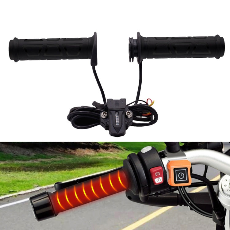 CS-095C1 Multi-function Motorcycle Modified Adjustable Temperature Electric Heating Hand Cover Heated Grip Handlebar, Support 5 Gear Adjustion