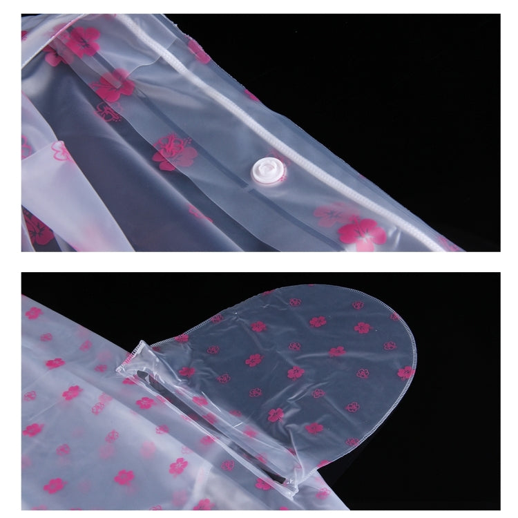 Waterproof Big Hat Transparent PVC Printing Flower Clear Motorcycle Person Poncho Adult Hooded Impermeable Raincoat Outdoor Rain Cape Coat