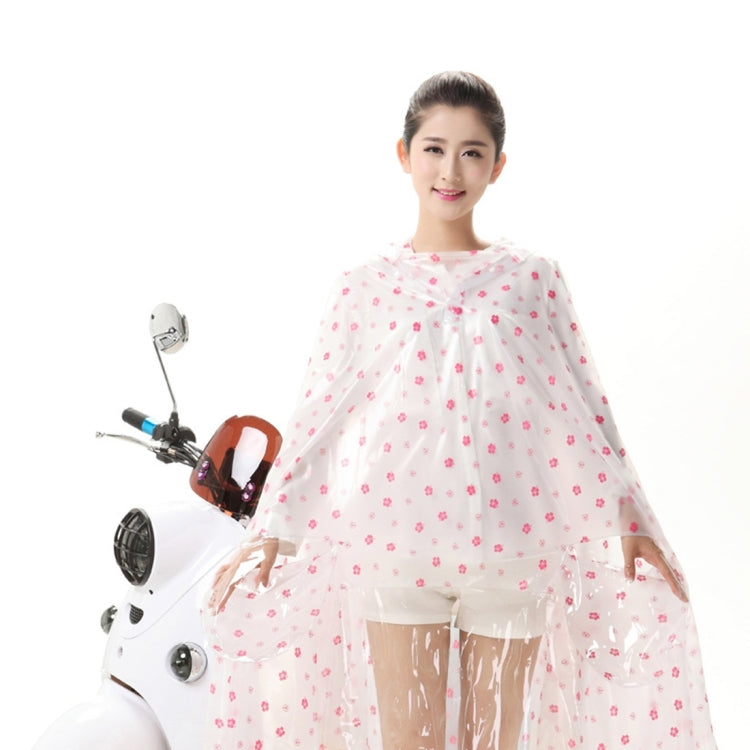 Waterproof Big Hat Transparent PVC Printing Flower Clear Motorcycle Person Poncho Adult Hooded Impermeable Raincoat Outdoor Rain Cape Coat