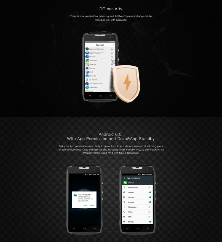 DOOGEE T5S 16GB, Network: 4G, IP67 Waterproof Dustproof Press-resistant, 5.0 inch Android 6.0 MTK6735V Quad Core, RAM: 2GB, 4500mAh Battery, OTG, GPS(Black)