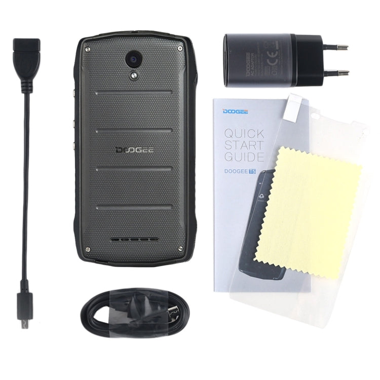 DOOGEE T5S 16GB, Network: 4G, IP67 Waterproof Dustproof Press-resistant, 5.0 inch Android 6.0 MTK6735V Quad Core, RAM: 2GB, 4500mAh Battery, OTG, GPS(Black)