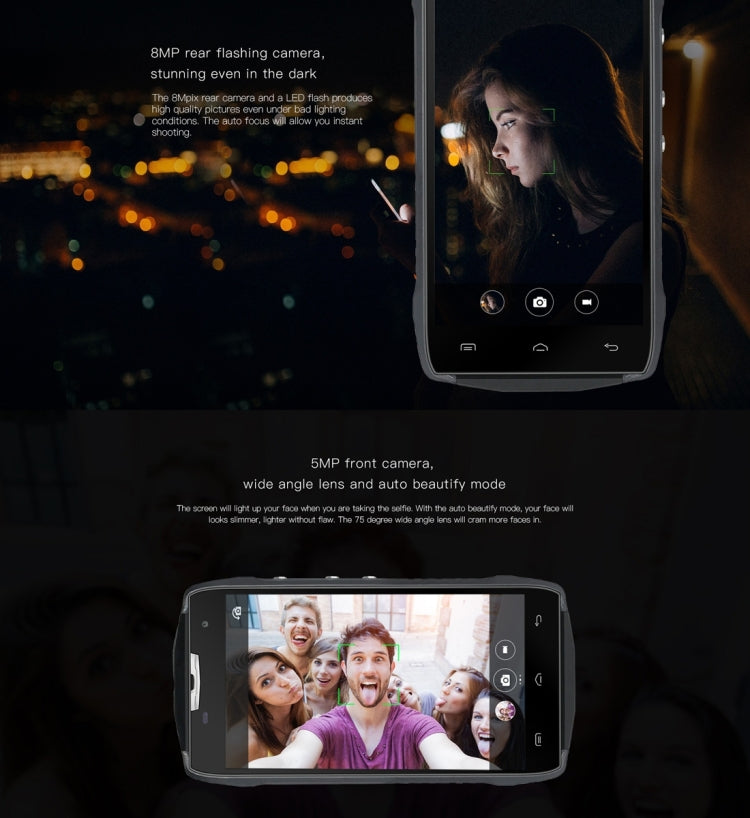 DOOGEE T5S 16GB, Network: 4G, IP67 Waterproof Dustproof Press-resistant, 5.0 inch Android 6.0 MTK6735V Quad Core, RAM: 2GB, 4500mAh Battery, OTG, GPS(Black)