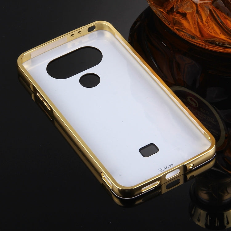 For LG G5 Electroplating Mirror Push Pull PC Protective Case Back Shell Cover + Metal Bumper Frame