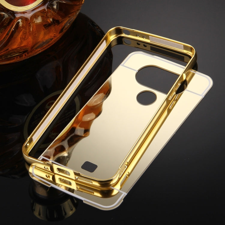 For LG G5 Electroplating Mirror Push Pull PC Protective Case Back Shell Cover + Metal Bumper Frame