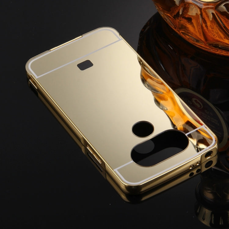 For LG G5 Electroplating Mirror Push Pull PC Protective Case Back Shell Cover + Metal Bumper Frame