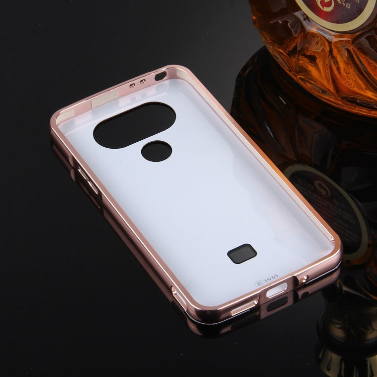 For LG G5 Electroplating Mirror Push Pull PC Protective Case Back Shell Cover + Metal Bumper Frame