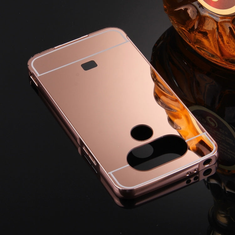 For LG G5 Electroplating Mirror Push Pull PC Protective Case Back Shell Cover + Metal Bumper Frame