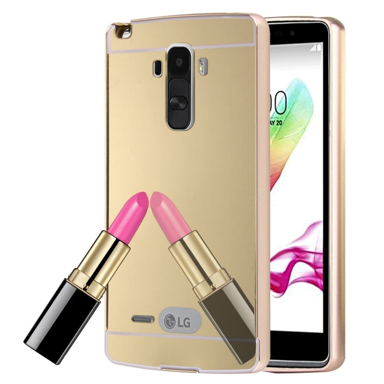 For LG G4 Stylus Electroplating Mirror Push Pull PC Protective Case Back Shell Cover + Metal Bumper Frame
