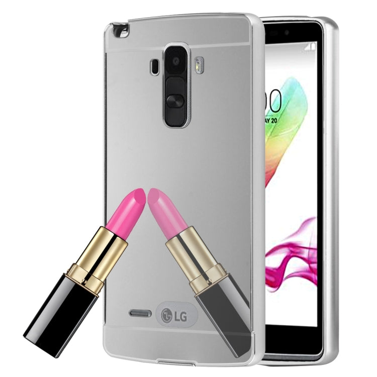 For LG G4 Stylus Electroplating Mirror Push Pull PC Protective Case Back Shell Cover + Metal Bumper Frame