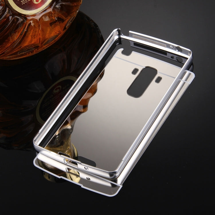 For LG G4 Stylus Electroplating Mirror Push Pull PC Protective Case Back Shell Cover + Metal Bumper Frame