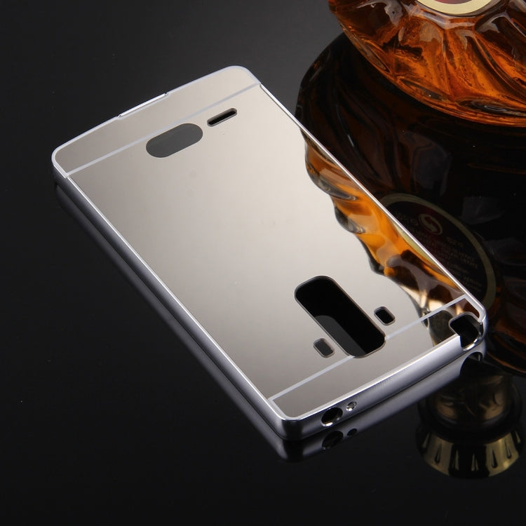 For LG G4 Stylus Electroplating Mirror Push Pull PC Protective Case Back Shell Cover + Metal Bumper Frame