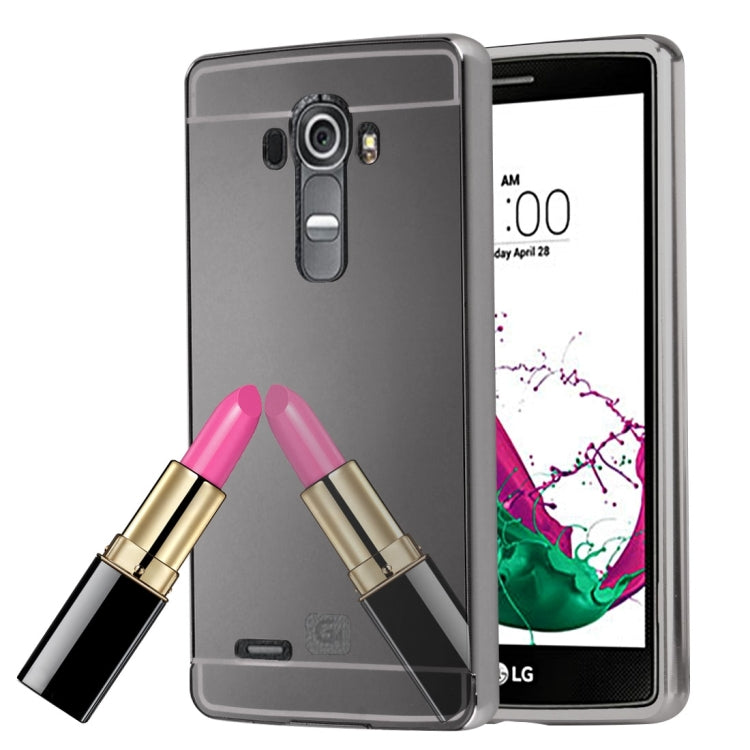 For LG G4 Electroplating Mirror Push Pull PC Protective Case Back Shell Cover + Metal Bumper Frame