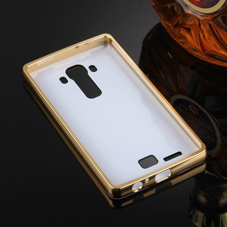 For LG G4 Electroplating Mirror Push Pull PC Protective Case Back Shell Cover + Metal Bumper Frame