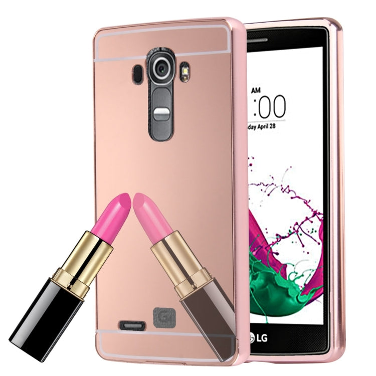 For LG G4 Electroplating Mirror Push Pull PC Protective Case Back Shell Cover + Metal Bumper Frame