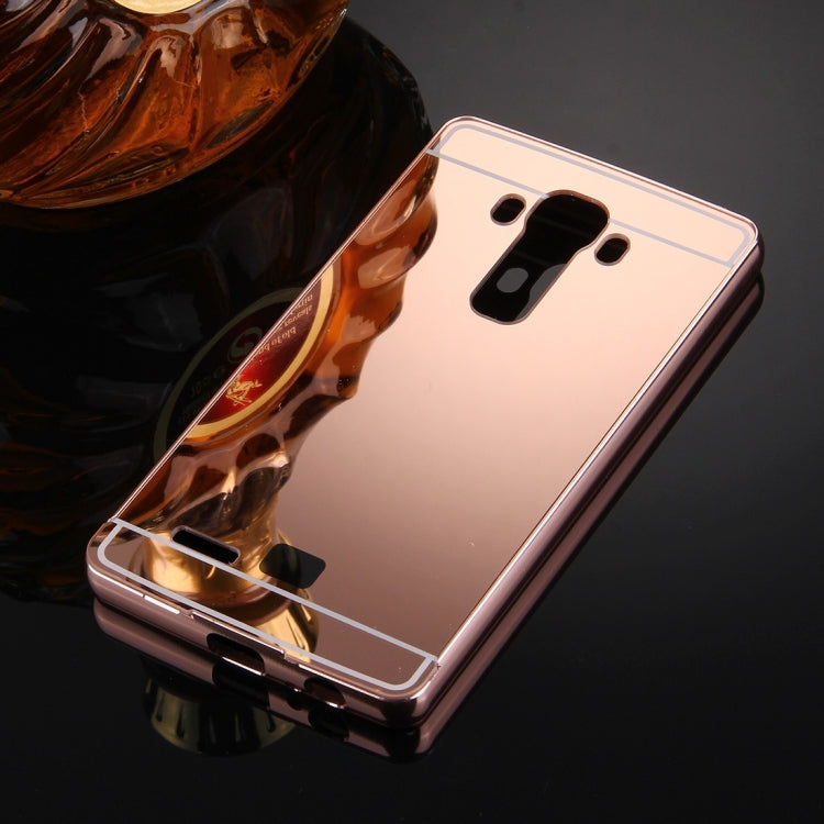 For LG G4 Electroplating Mirror Push Pull PC Protective Case Back Shell Cover + Metal Bumper Frame
