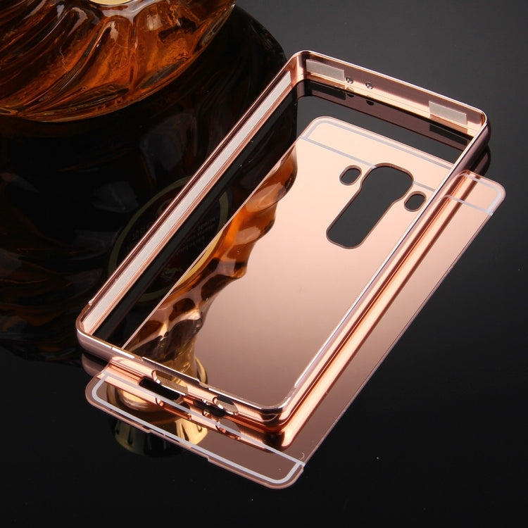 For LG G4 Electroplating Mirror Push Pull PC Protective Case Back Shell Cover + Metal Bumper Frame